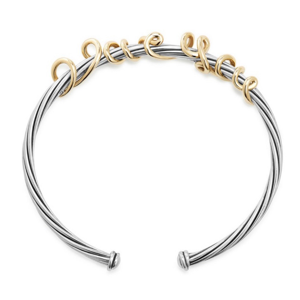 David Yurman Silver and Gold Script Bracelet